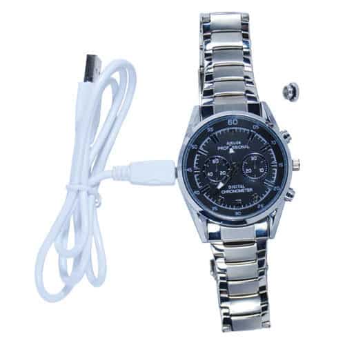 HD Hidden Watch Camera with Built-In DVR, Silver Case and Silver Band - Image 2