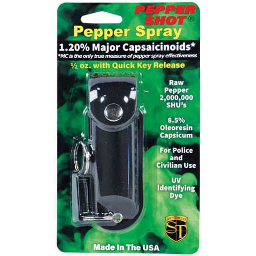 Pepper Shot 1/2 oz Pepper Spray Leatherette Holster