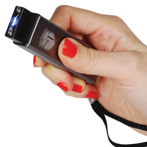 Slider Stun Gun LED Flashlight USB Recharger