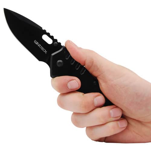 Folding Pocket Knife Thumb Open Spring Assisted Titanium Finish Black