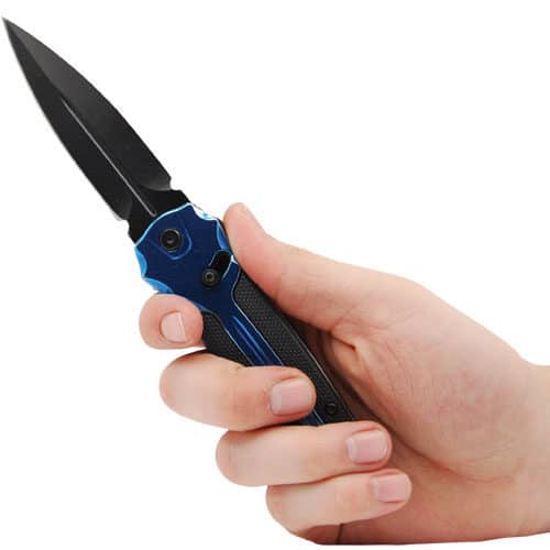 Folding Knife Spring Assisted Blue and Black