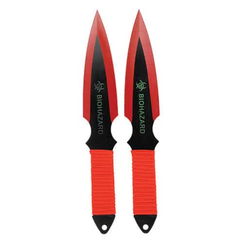 2 Piece Throwing Knife Red Color BioHazard - Image 2