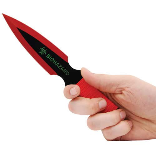 2 Piece Throwing Knife Red Color BioHazard