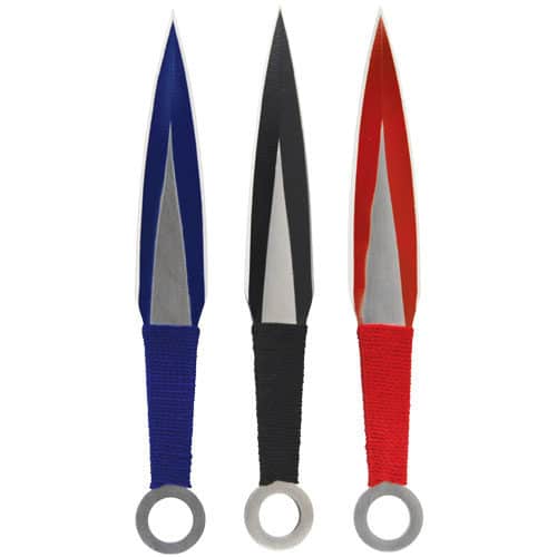 3 Piece Throwing Knife Assorted Color - Black, Blue, Red - Image 2