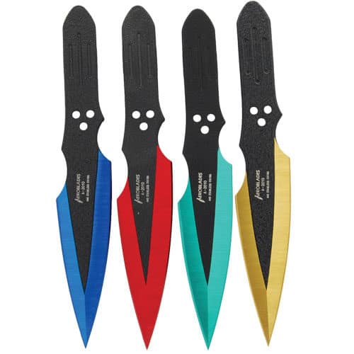 Throwing Knives 4 Piece Assorted Colors - Blue, Red, Gold, Green - Image 2