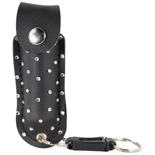 Pepper Shot 1.2% MC 1/2 oz Rhinestone Leatherette Holster Quick Release Keychain