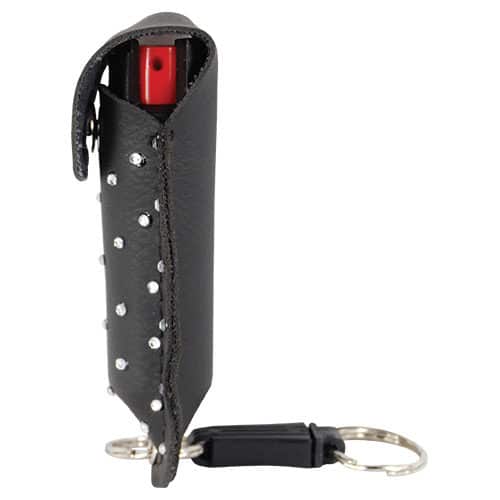 Pepper Shot 1.2% MC 1/2 oz Rhinestone Leatherette Holster Quick Release Keychain - Image 15