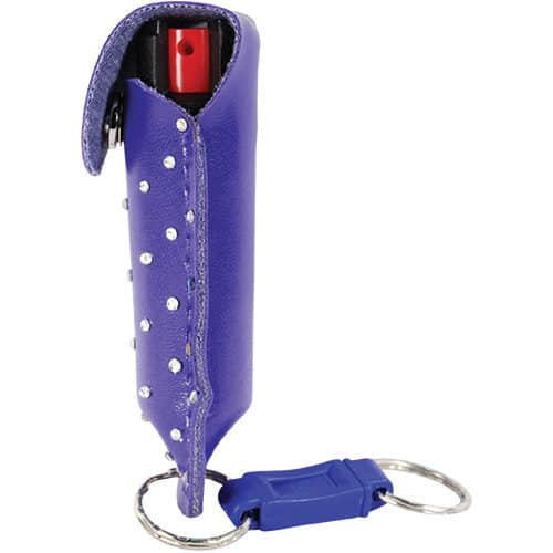 Pepper Shot 1.2% MC 1/2 oz Rhinestone Leatherette Holster Quick Release Keychain - Image 12