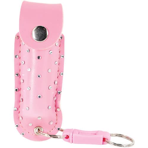 Pepper Shot 1.2% MC 1/2 oz Rhinestone Leatherette Holster Quick Release Keychain - Image 10