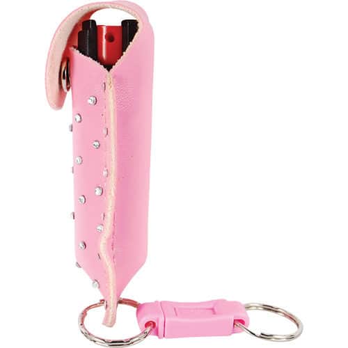 Pepper Shot 1.2% MC 1/2 oz Rhinestone Leatherette Holster Quick Release Keychain - Image 6