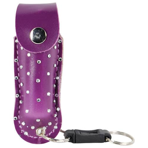 Pepper Shot 1.2% MC 1/2 oz Rhinestone Leatherette Holster Quick Release Keychain - Image 8