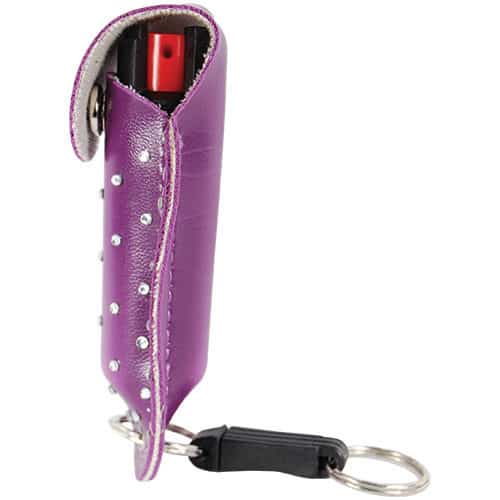 Pepper Shot 1.2% MC 1/2 oz Rhinestone Leatherette Holster Quick Release Keychain - Image 7