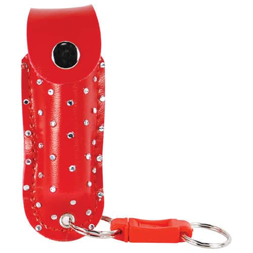 Pepper Shot 1.2% MC 1/2 oz Rhinestone Leatherette Holster Quick Release Keychain - Image 4